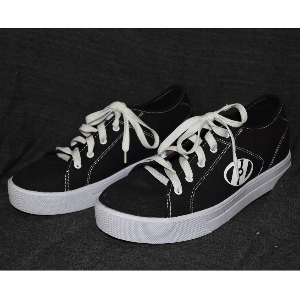 Heelys Men's 10 Black White Canvas Low Skate Shoes Sneakers Black White Lace-Up